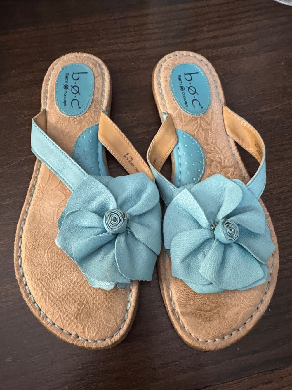 b.o.c. Teal Flower Slide Sandals